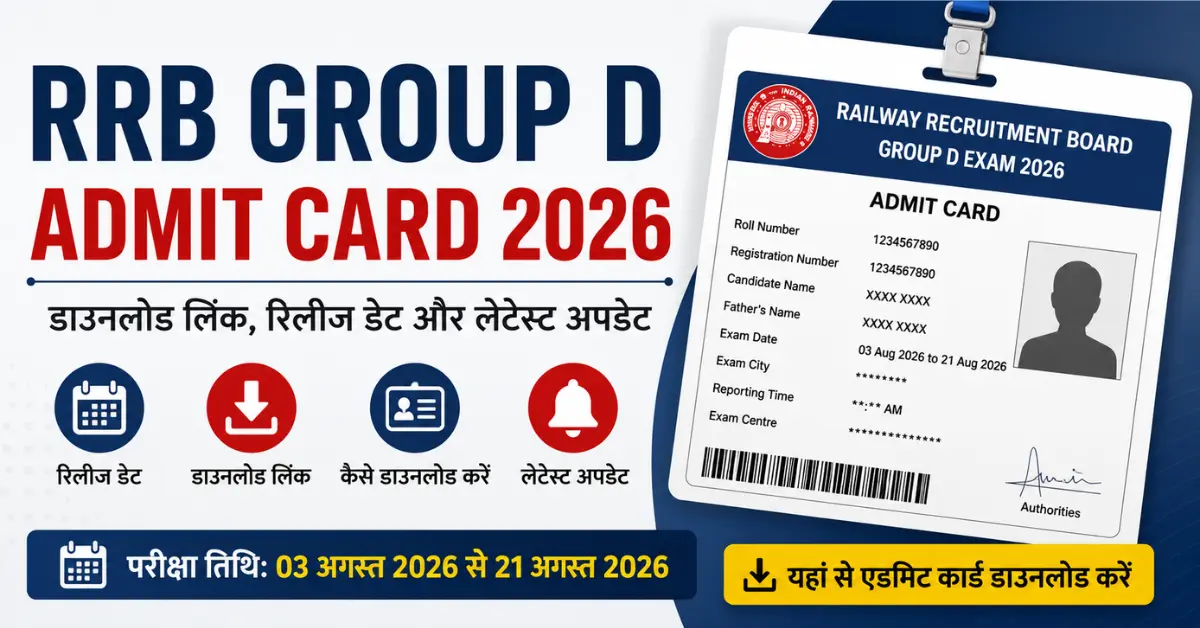 RRB Group D Admit Card 2026: डाउनलोड लिंक, रिलीज डेट, लॉगिन प्रक्रिया और लेटेस्ट अपडेट